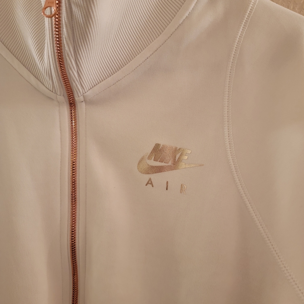 Nike Rose Gold Zipper Off White Jacket Gold Foil Nike Logo - Picture 3 of 4